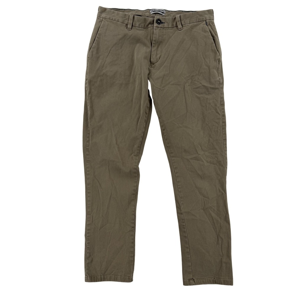 Billabong New Order Stretch Chino Pants Mens 34x30 Beige Slim Fit Casual